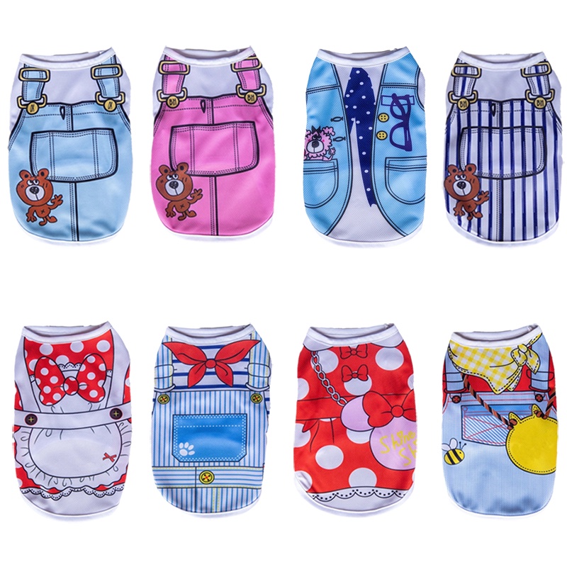 Verão Pet Colete Para Cães Pequenos Gatos Impressão Moda Roupas Pullovers Terno Filhote De Cachorro Gatinho Outfit em Oferta na Shopee