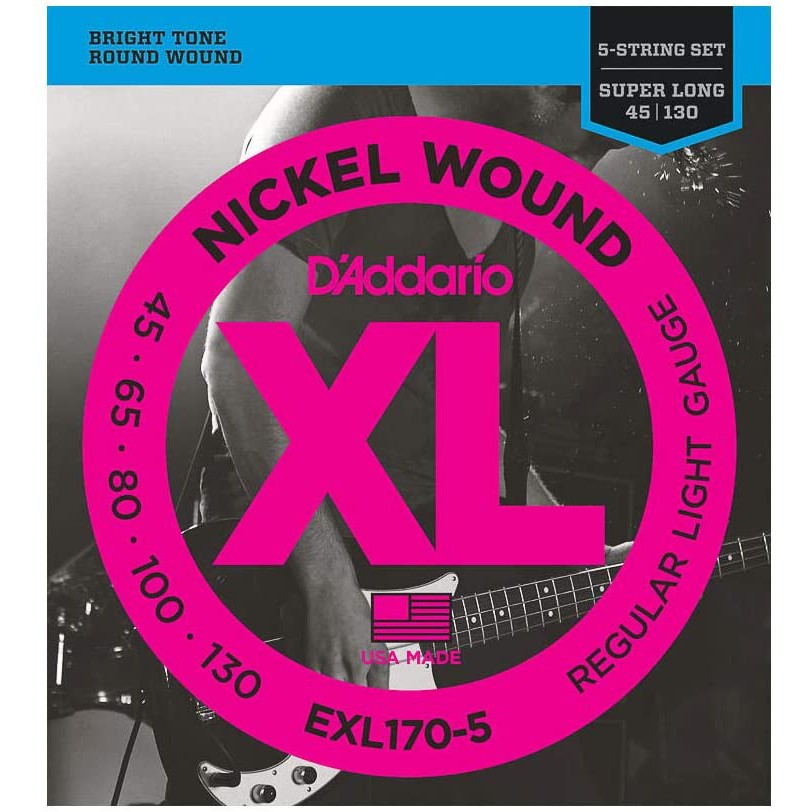 Encordoamento Contra Baixo 5 Cordas 045 Daddario Exl170-5 D'addario
