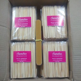palito de laranjeira caixa com 12 pcts c/100 + 24 lixas larga parda.