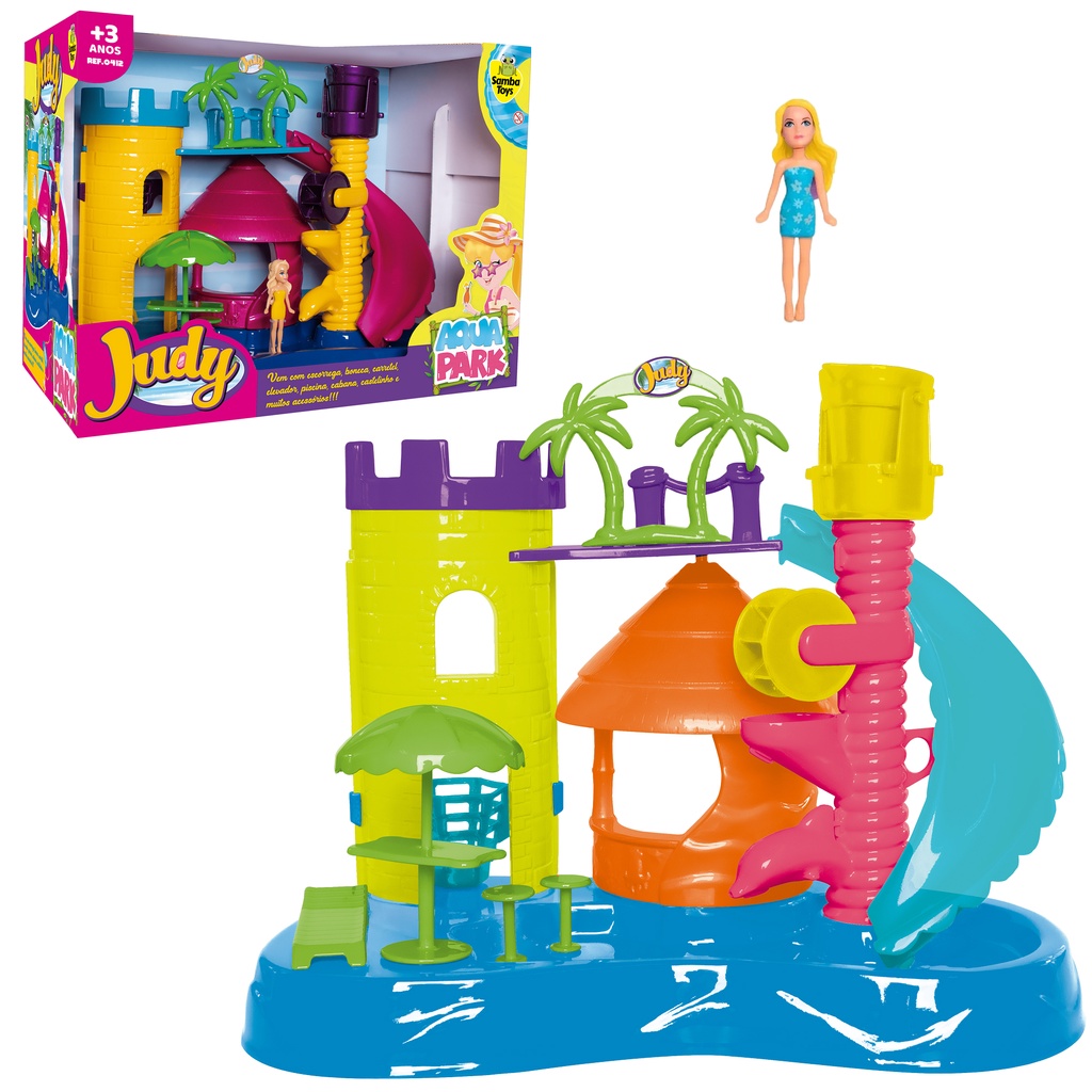 Playset Parque Aquático da Judy com Escorregador Elevador Boneca Samba Toys Ref 412