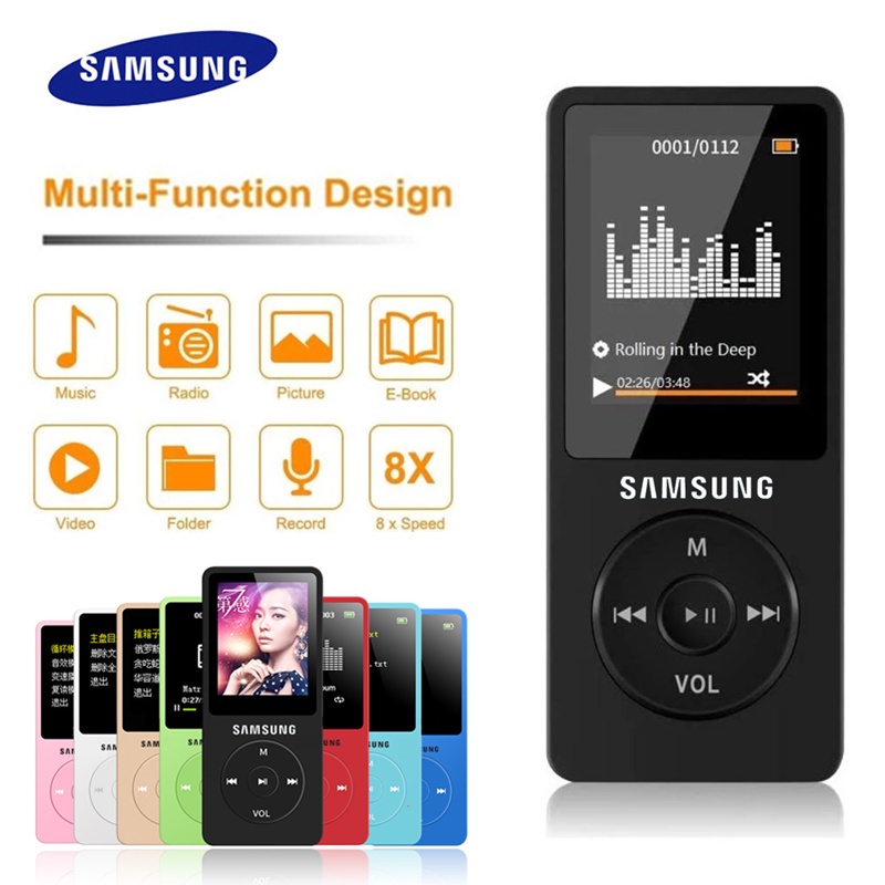 Samsung MP4 MP3 Player Portátil Walkman Tela LCD Multifuncional Suporte