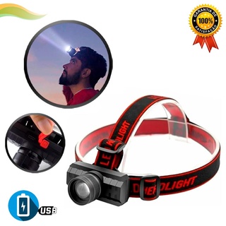 Lanterna de Cabeca Led Recarregavel Com ajuste de foco pesca camping profissional