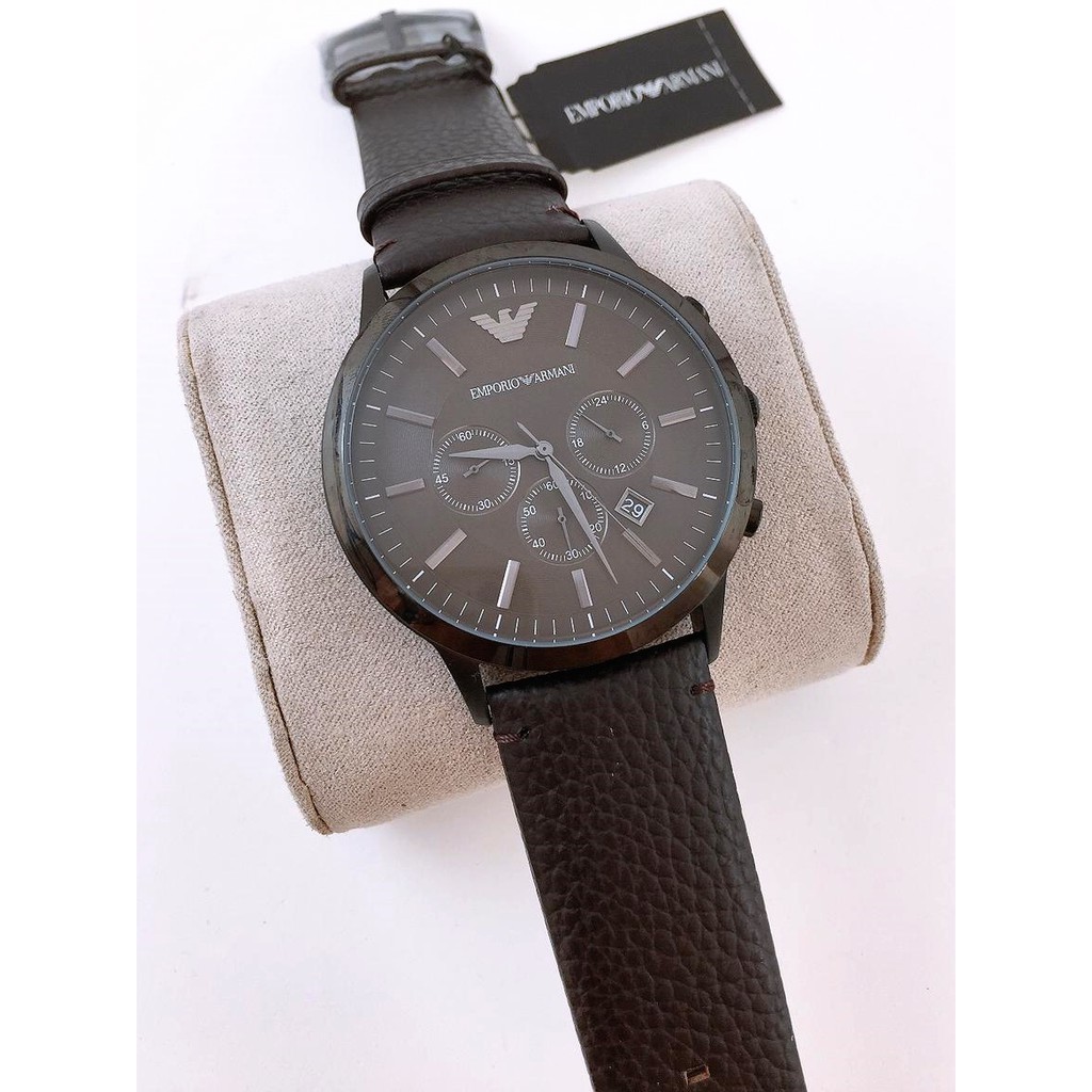 Relógio pulseira de couro masculino Emporio Armani funcional | Shopee Brasil