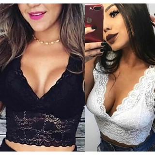 Cropped Top Renda Bojo Decote Feminino