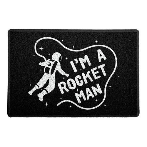Capacho / Tapete 60x40cm - Elton John Rocket Man Preto