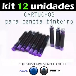 Kit 12 Cartuchos Tinta Carga Caneta Tinteiro Cor Escolha A em Oferta na Shopee
