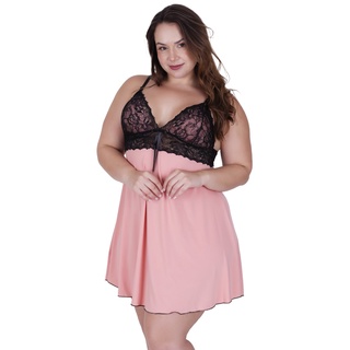 Camisola Plus Size com Detalhe em Renda Sheyla