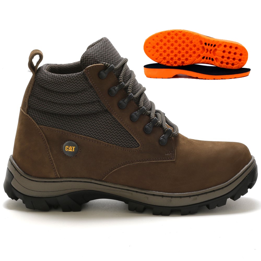 Bota Original Caterpillar Masculina Confortável Couro palmilha a