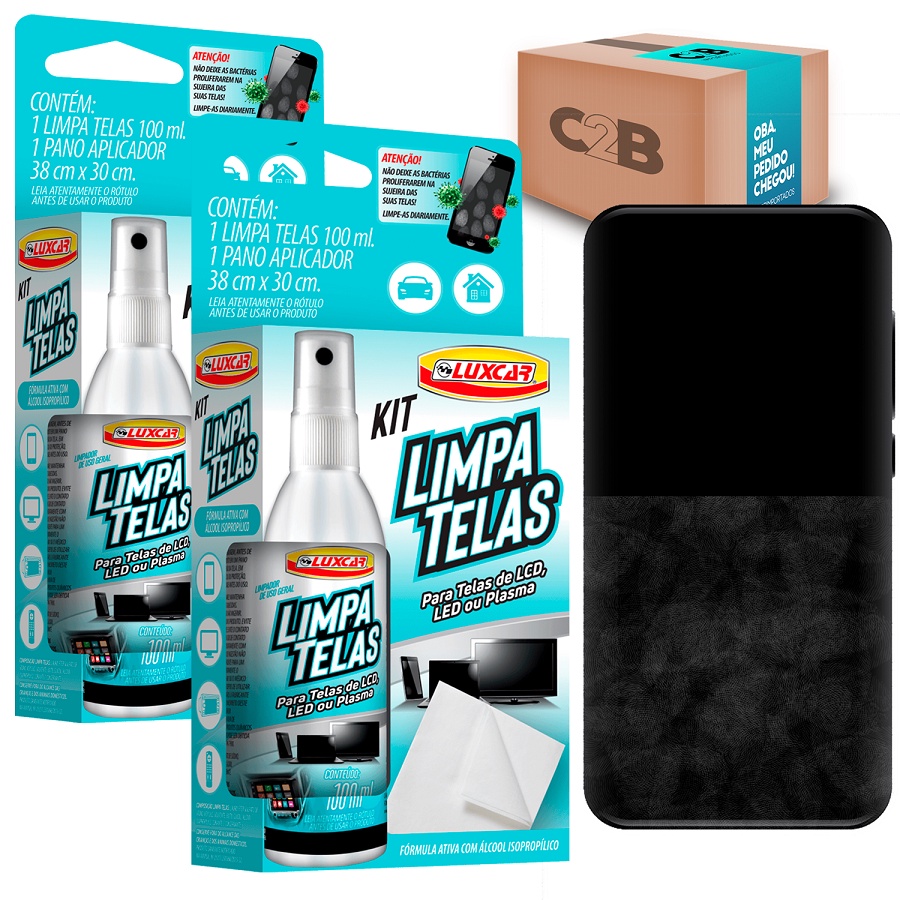 Kit 2 Limpa Telas Limpador Telas e lentes Pc Notebook Celular Smartwatch Tablet Tv Lcd Led Oled Qled Tela fosca Kindle Macbook Iphone IpaD