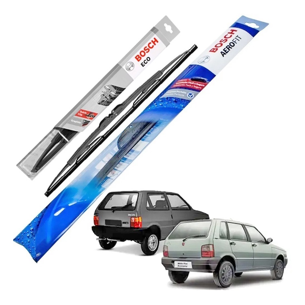 Par de Palheta Limpador Para-Brisa Bosch Uno Mille 1984 a 2013 Aerofit AF18 + Traseira Eco S14 em Oferta na Shopee