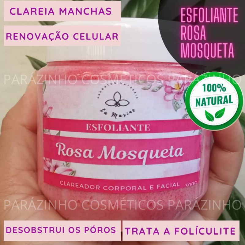 Esfoliante Clareador Rosa Mosqueta Com Argila Rosa 300g em Oferta na Shopee