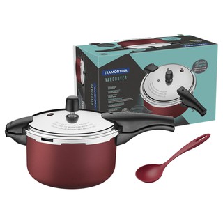 Panela De Pressão Vancouver 24cm 6L Vermelha Tramontina + Concha Vermelha