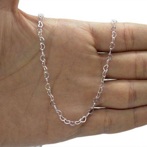 Colar Gargantilha Choker Elo Coração Banhada Prata 925 Legítima