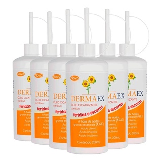 6 FRASCOS Dermaex OLÉO DE GIRASSOL para FERIDAS Cicatrizante Curador Eficaz 1200ml Economize