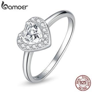 Bamoer 925 Prata Brilhante Forma De Coração Cristal Dedo Anel Moda Joias Para Mulheres Presentes em Oferta na Shopee