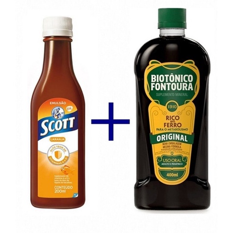 Scott Emulsão Laranja 200ml + Biotonico Fontoura 400ml