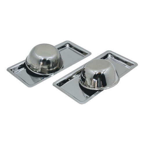 2 Bandejas Inox 22x12x1cm 2 Cubas Inox Assepsia Redonda 8cm Procedimentos Estético
