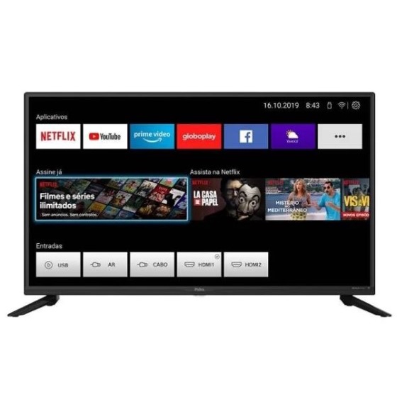 Smart TV LED 39 Polegadas Philco TV39G65N5Ch Hd com Wi-Fi, 1 USB, 1 HDMI, Mídia Cast, Controle com Botão