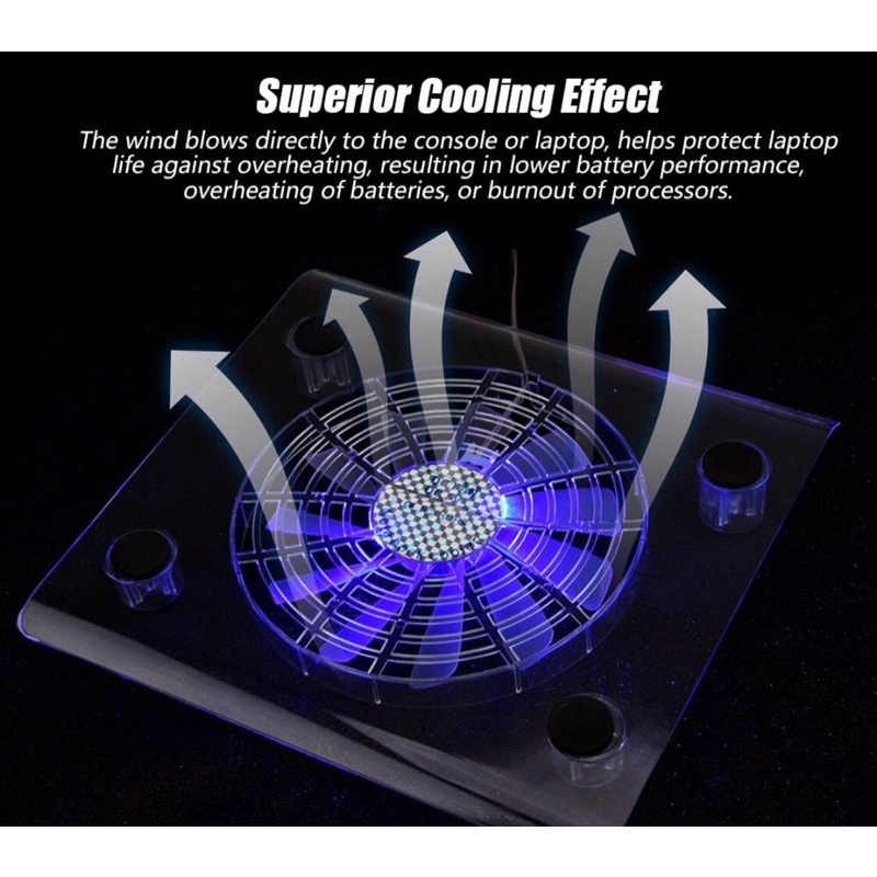 Base Suporte Mesa P/ Notebook Cooler Refrigeração Ventilação Transparente