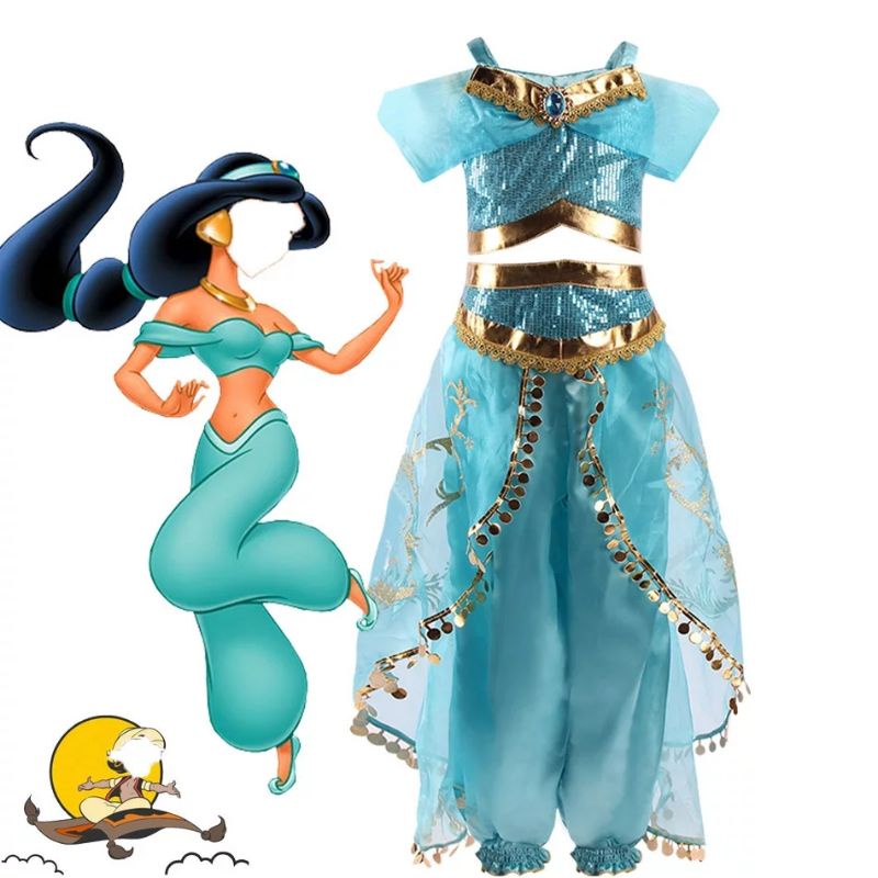 Fantasia Jasmine Cosplay Infantil Envio Rapido 24 hrs Shopee Brasil