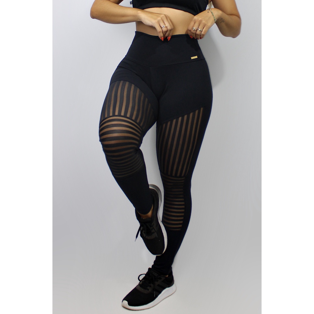 Calça Legging 3D Poliamida Básico Cintura Alta Grossa Fitness