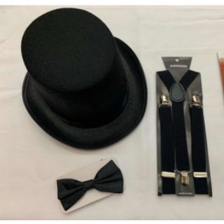 kit Fantasia Mágico Cartola+Gravata+suspensório