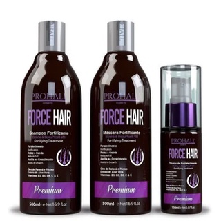 Kit Crescimento Capilar Force Hair Shampoo + Máscara + Tônico 8x - Prohall Cosmetic
