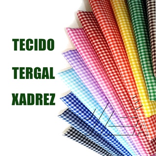 Tecido Tergal Xadrez para decoração festa junina artesanato Meio metro (0,50)