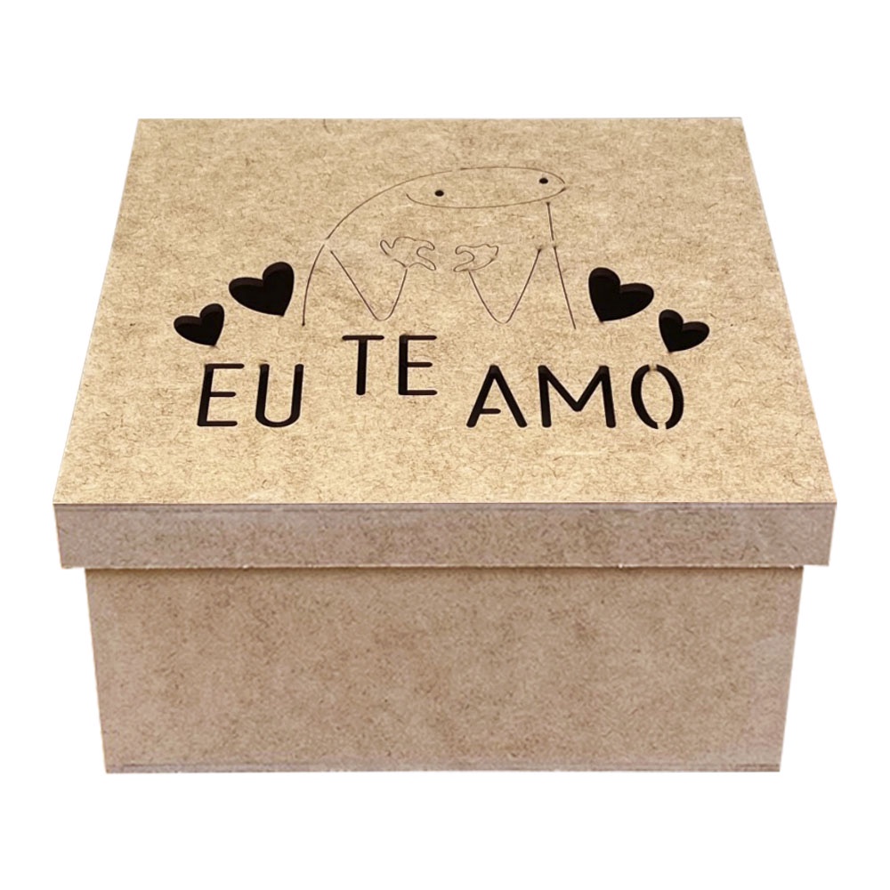 Caixa 20x20x10 Mdf Cru Tampa Sapato Meme Eu Te Amo em Oferta na Shopee