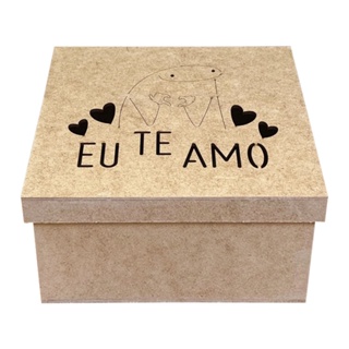 Caixa 20x20x10 Mdf Cru Tampa Sapato Meme Eu Te Amo em Oferta na Shopee