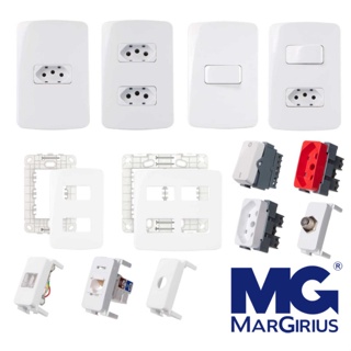 Tomadas10A 20A Teclas Placas Margirius B3 Furo Interruptores Simples Paralelo Usb Rj45 B3 MARGIRIUS em Oferta na Shopee