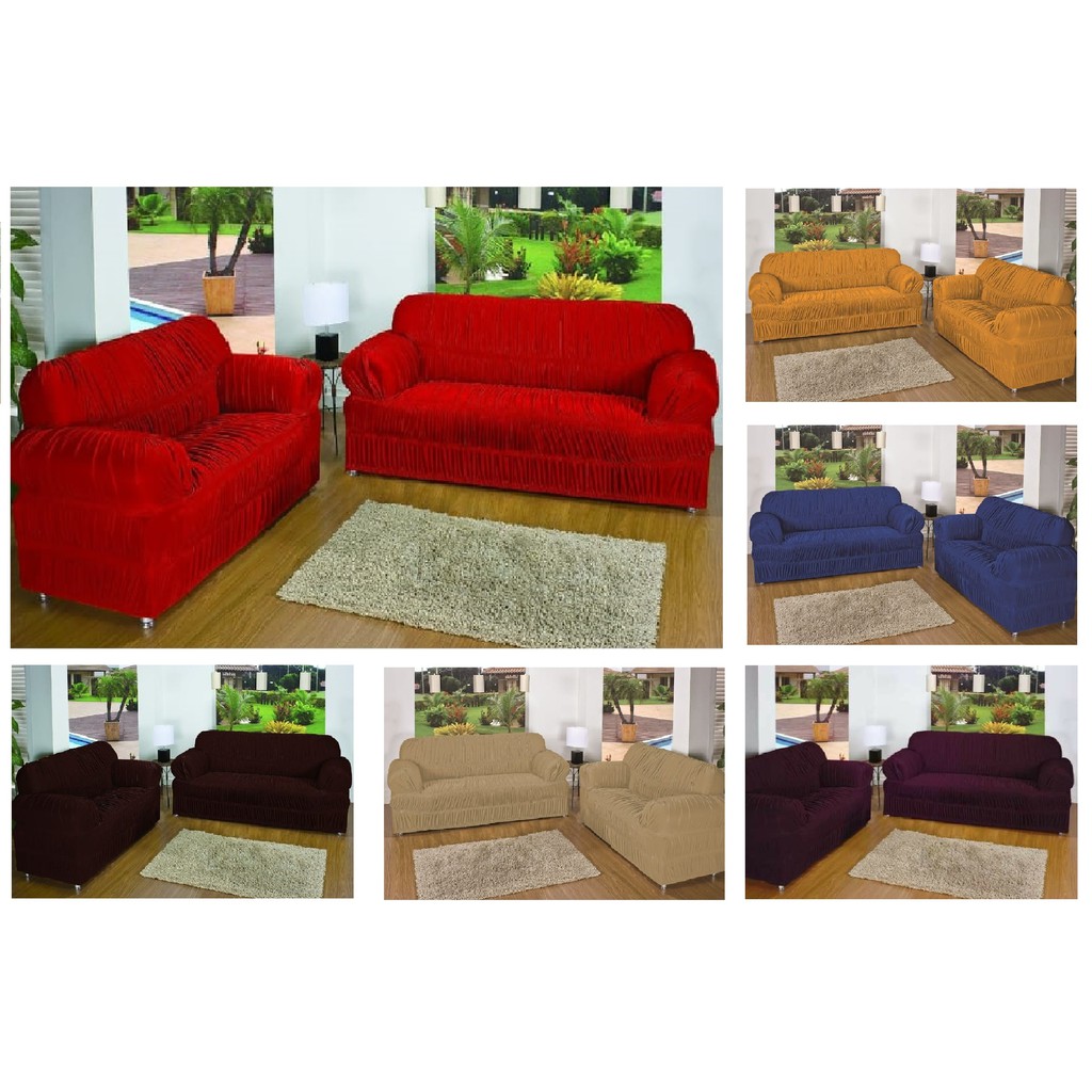 Kit 2 Capas Para Sofa Sendo 2 3 Lugares 28 Elasticos capa de sofa | Shopee Brasil