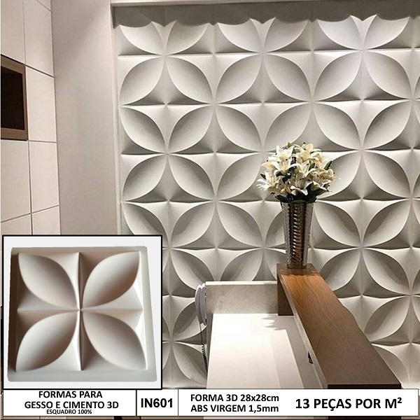 Molde 3d para gesso Floral 28x28cm Abs 1,5mm Fôrma para gesso/cimento 3d