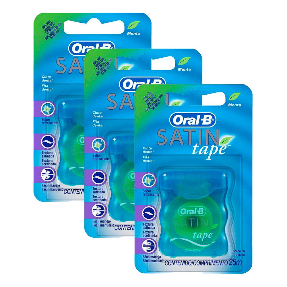 Kit 3 Fio Dental Oral-b Satin Tape 25m - Health