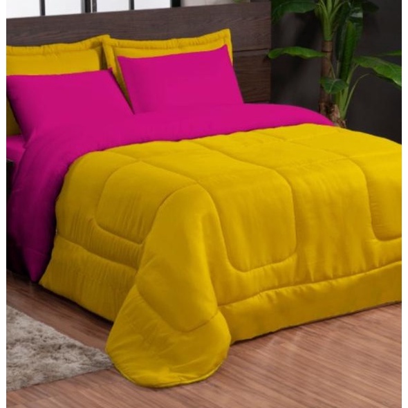 Kit Ternura Queen Edredom + Lençol 6 Peças Amarelo