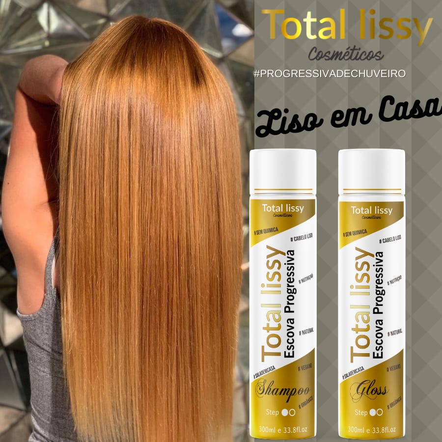 Escova Progressiva Sem Formol Total Lissy 300Ml Shampoo e Glos Alisamento