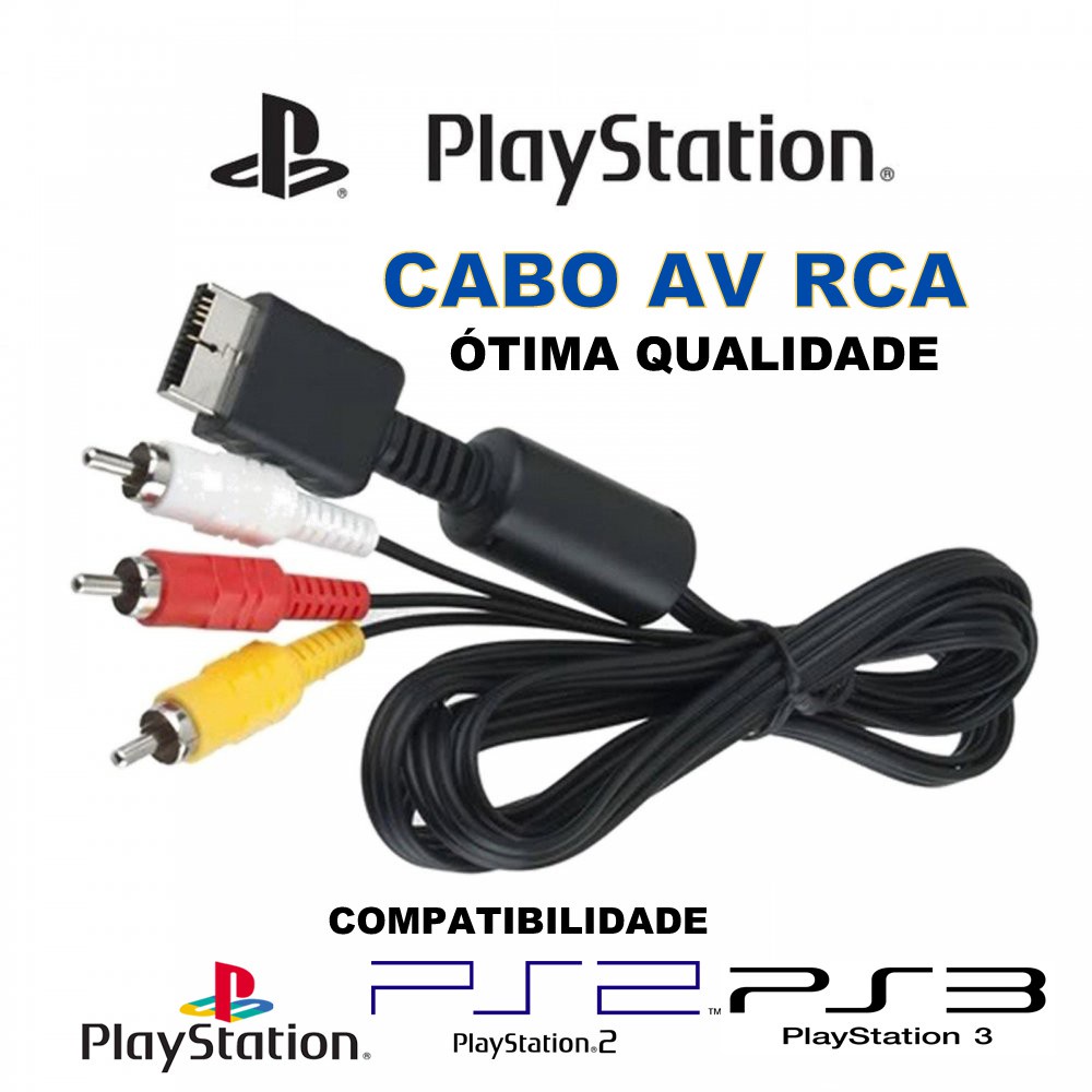 Cabo 1.80M componente PS2 PS3 Cabo Áudio Vídeo AV RCA Para PS1, PS2 e PS3 com 3 RCA