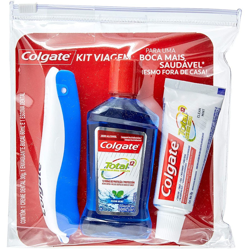 COLGATE KIT VIAGEM CREME DENTAL CLEAN MINT 30G + ENXAGUATÓRIO BUCAL