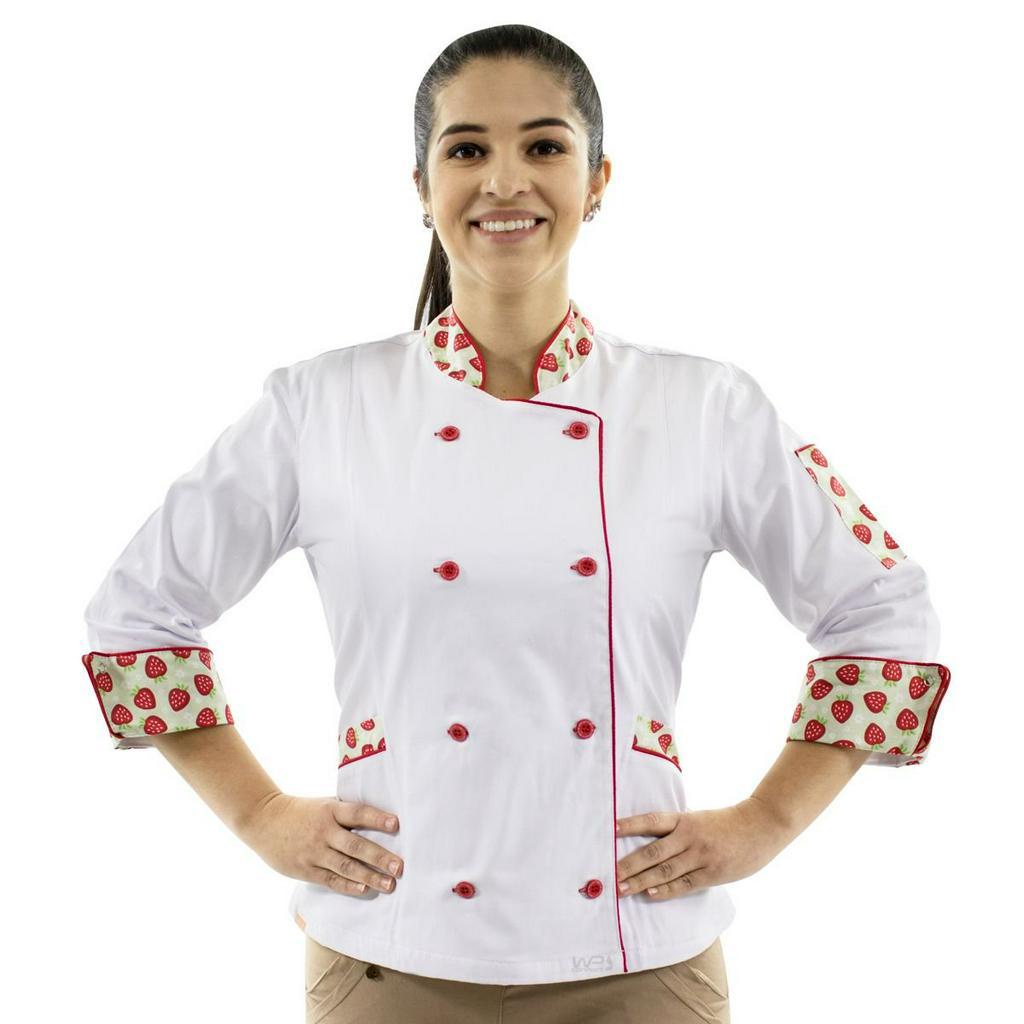 Semblance hammer Constraints Dolma Chef de Cozinha Feminino Confeitaria Estampa Morangos | Shopee Brasil