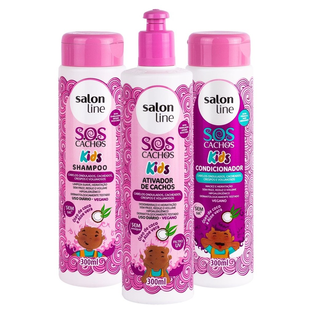 Kit Salonline Sos Cachos Kids Shampoo Condicionador E Ativador De Cachos Cabelos Cacheados Modelados E Definidos Shopee Brasil