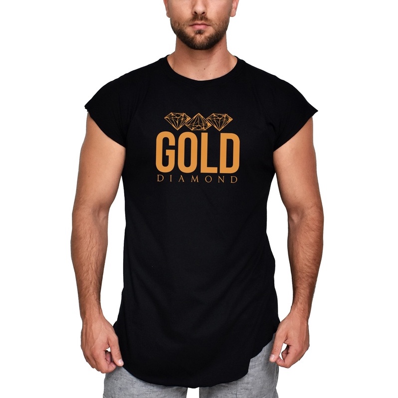 Camiseta Masculina Manga Japonesa Algodão Premium - Gold Diamond