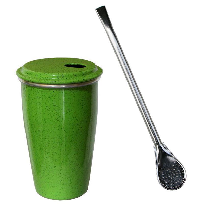Kit Terere: Copo Termico e Bomba Metal Verde - Gastrobel