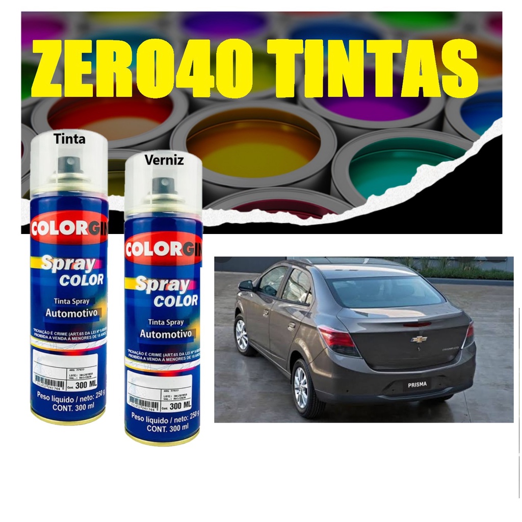 Tinta Automotiva Spray Cinza Mond GM + Verniz 300 ml + lixa para reparos