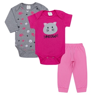 Kit Body Bebê 3 Peças Menina roupas para bebê Conjunto Bebê