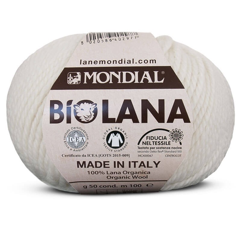 BIOLANA MONDIAL Fios 100 % Lã Orgânica 50g