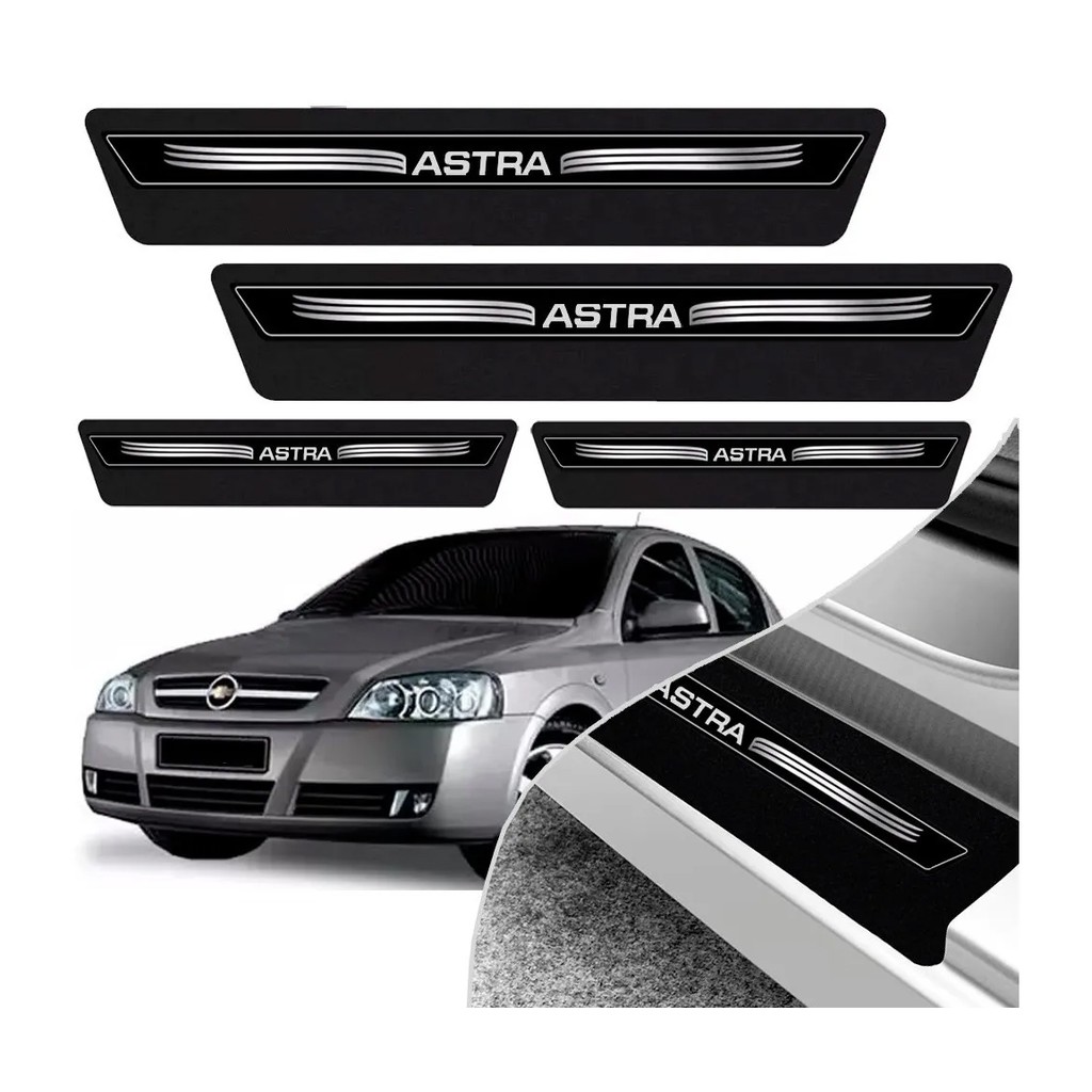 Kit 8 Peças Soleira Adesivo Porta Gm Astra 99 2000 2001 2002 2003 2004 2005 2006 2007 2008 2009 2010 2011 - Preto
