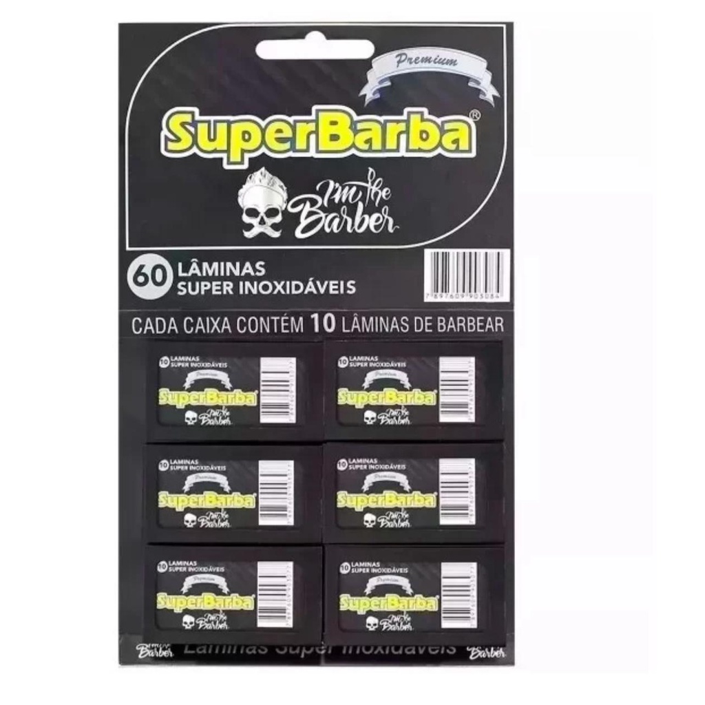 lamina super barba preta 60 laminas