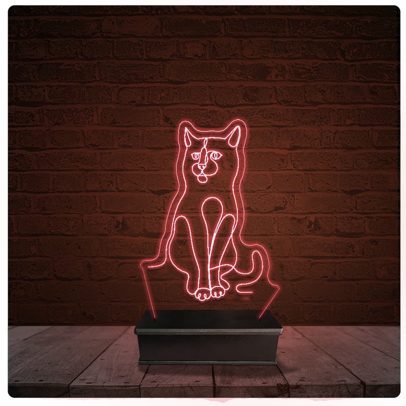 Abajur Luminária Acrílico Led - Gatos Pet shop Veterinaria
