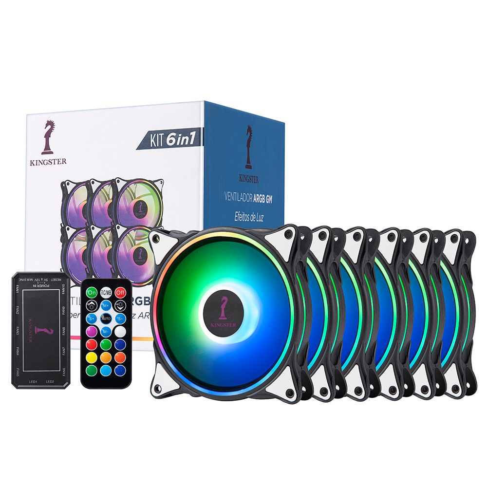 Kit Fans Aigo DR12 PRO - 3 Unidades RGB, Controladora Inclusa
