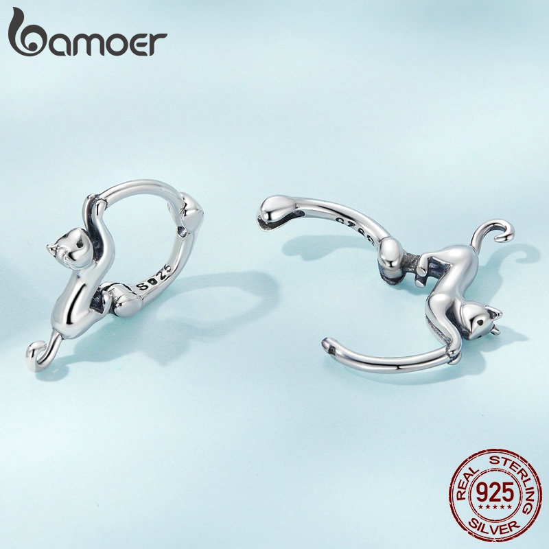Brincos Bamoer 925 Prata Gato Fofo Acessórios De Joias De Moda Feminina · foto 2